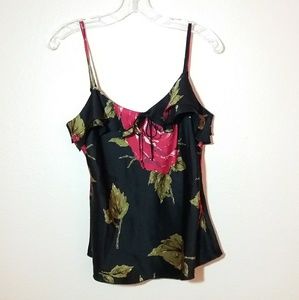 NWT Trina Turk Floral Ruffle Cami 100% Silk